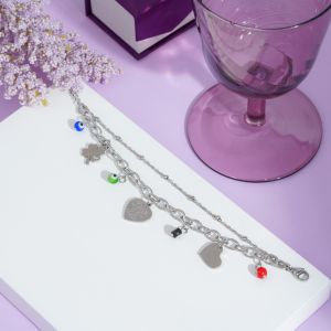Silver Heart & Luck Charm Bracelet