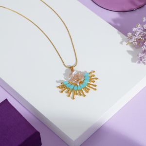 Aqua Blue Floral Pendant Neacklace